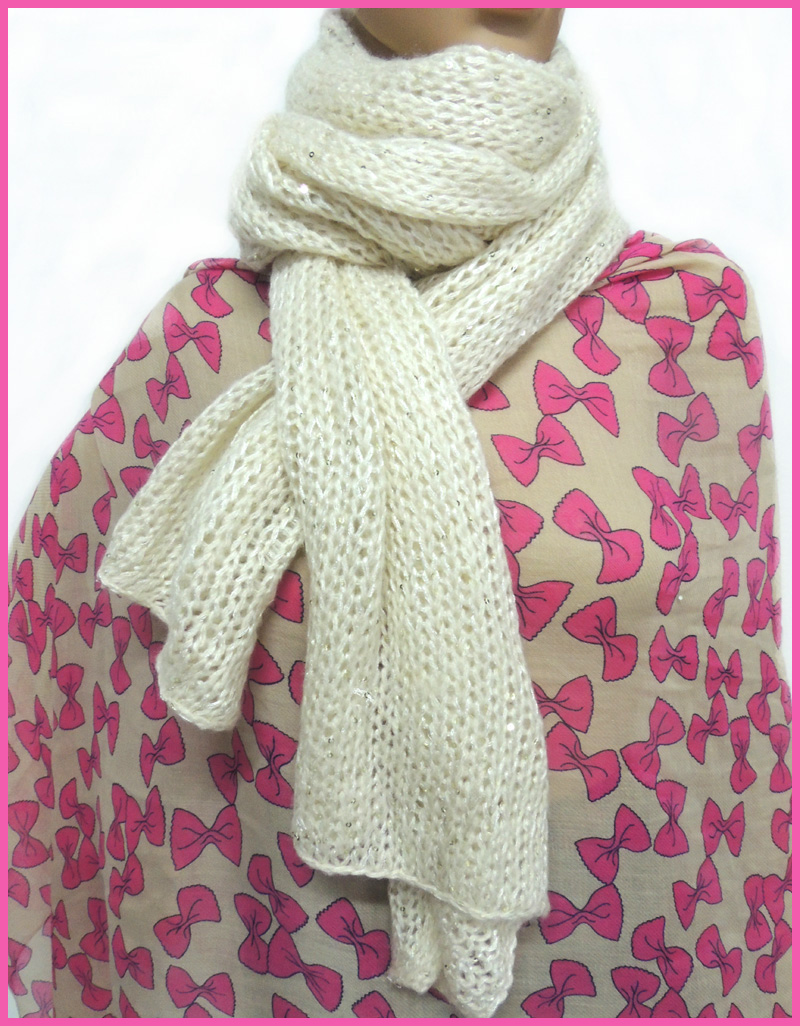 Winter long knitted scarf for women