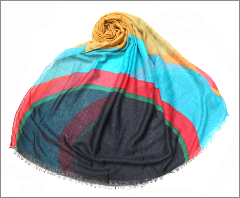 Fashionable Rainbow Stripe Printing Scarf, Ideal for Women, Available in Various Colors