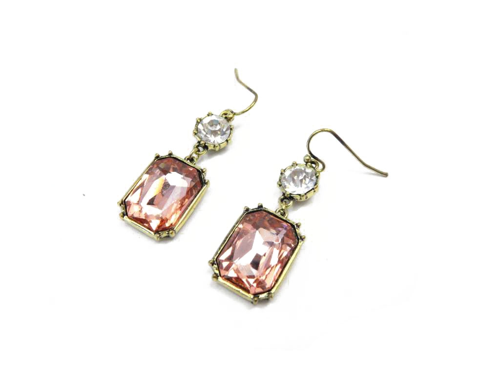 Simple Graceful Drop Earrings with Transparent and Pink Acrylic Decoration 
