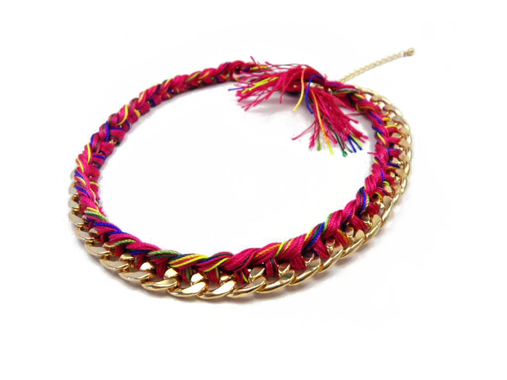 Fashionable Simple Graceful Necklace, Made of Colorful Cotton and Alloy,