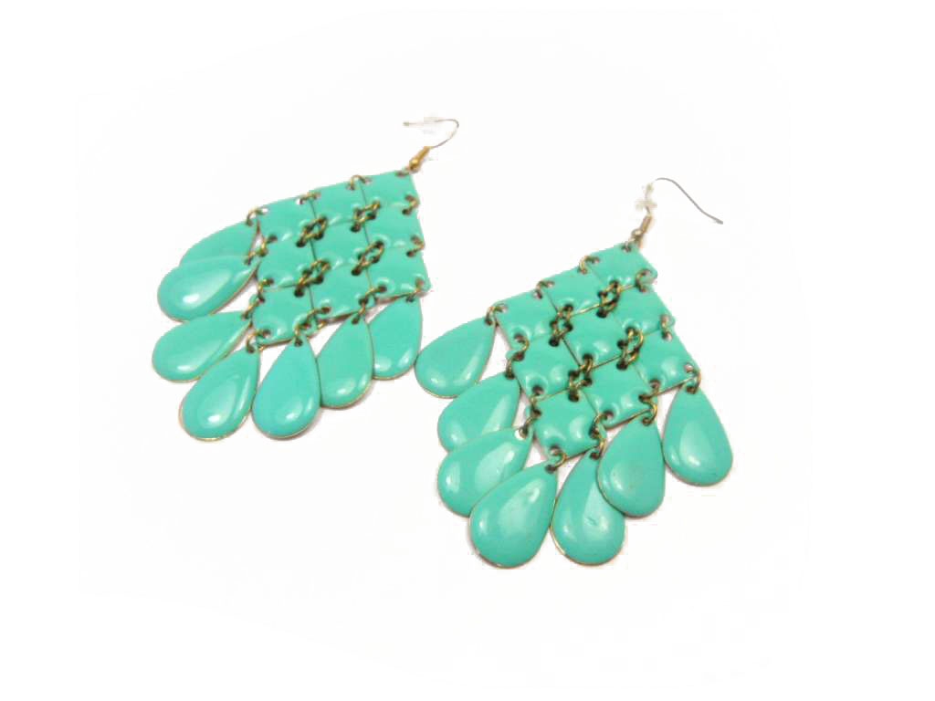 Fashionable Drop Earrings with Clear Green Epoxy, Various Colors are Available 