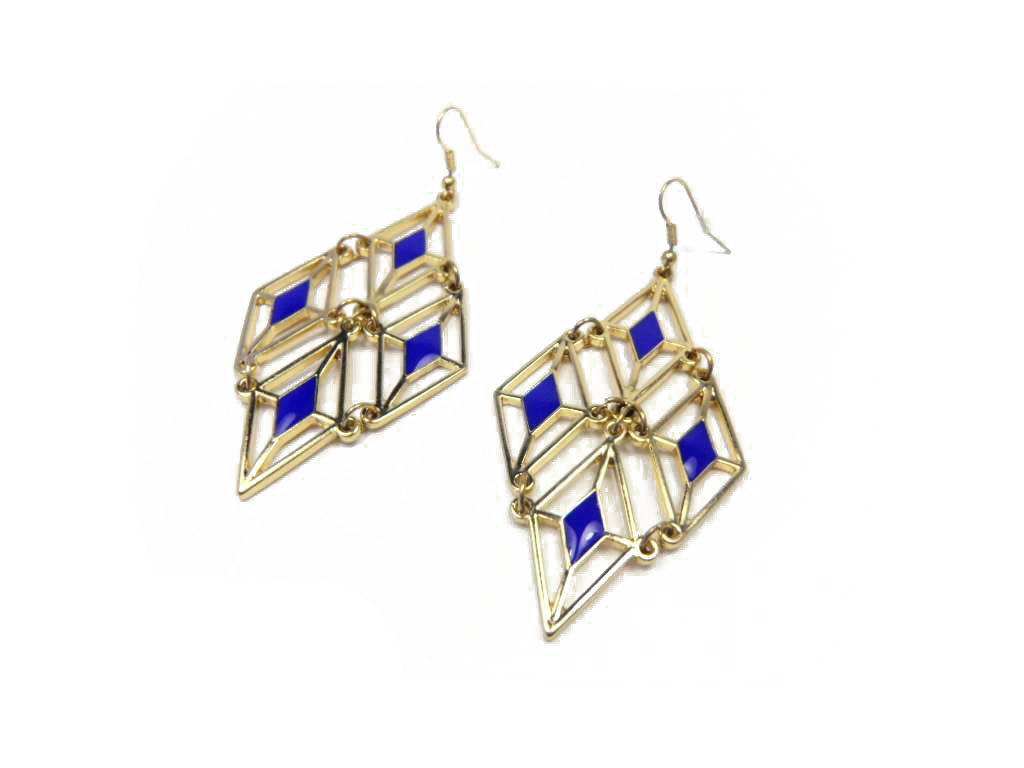 Conba Graceful and Personal Earing with Royal Blue Resin and Plated Gold  Decoration