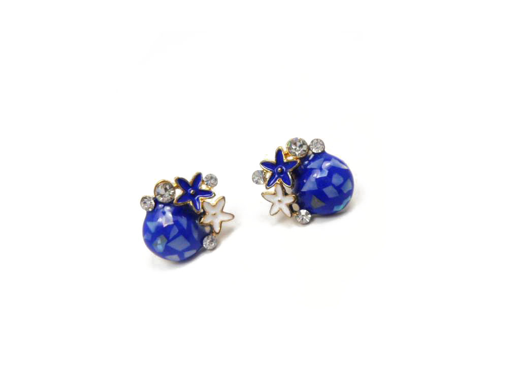 Conba Graceful Earing with Royal Blue Resin and Golden  Crystal  Decoration