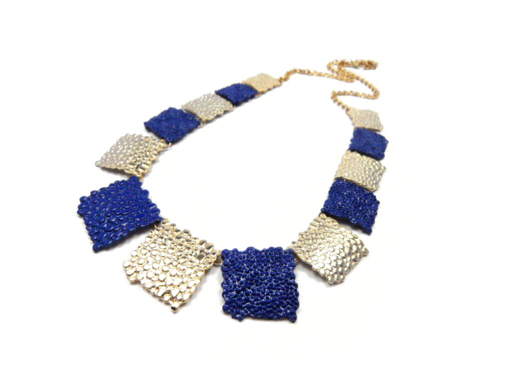 Conba Simple and Fashionan Nacklace with Yellow and Royal Blue Square