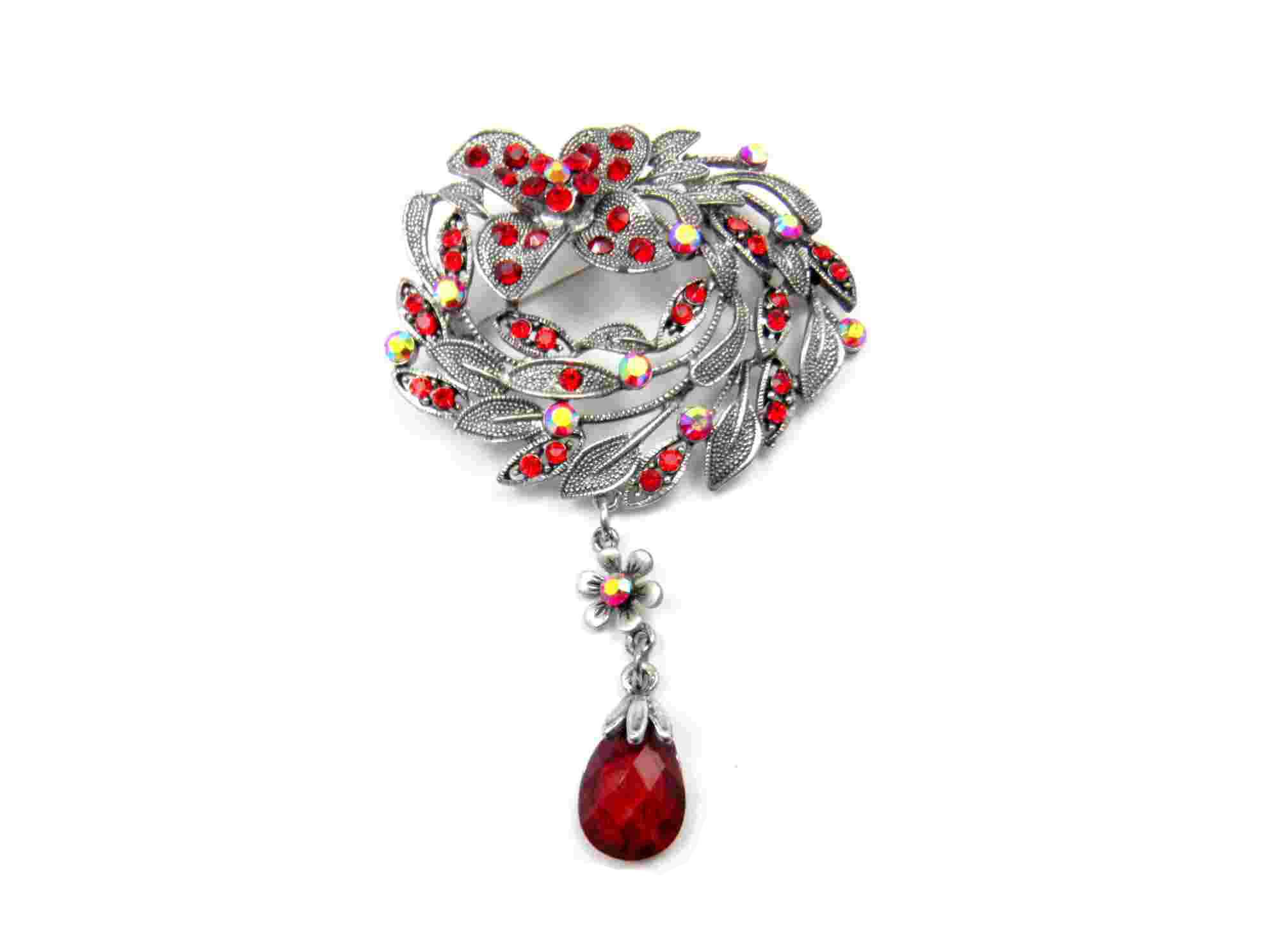 Fashionable brooch, made of zinc-alloy, glass and acrylic, available in various designs 