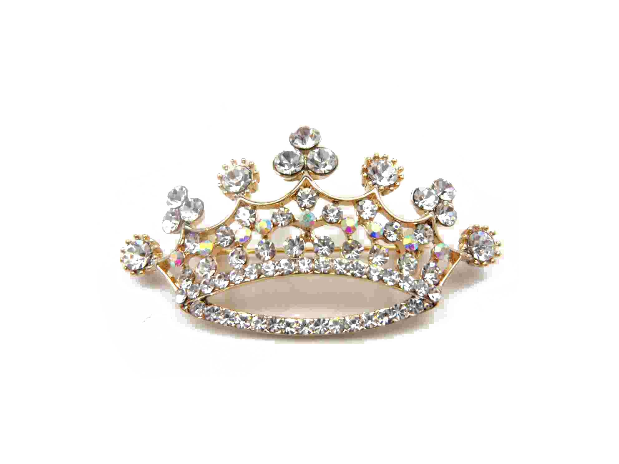 Fashionable crown brooch, made of zinc-alloy and glass, available in various designs 