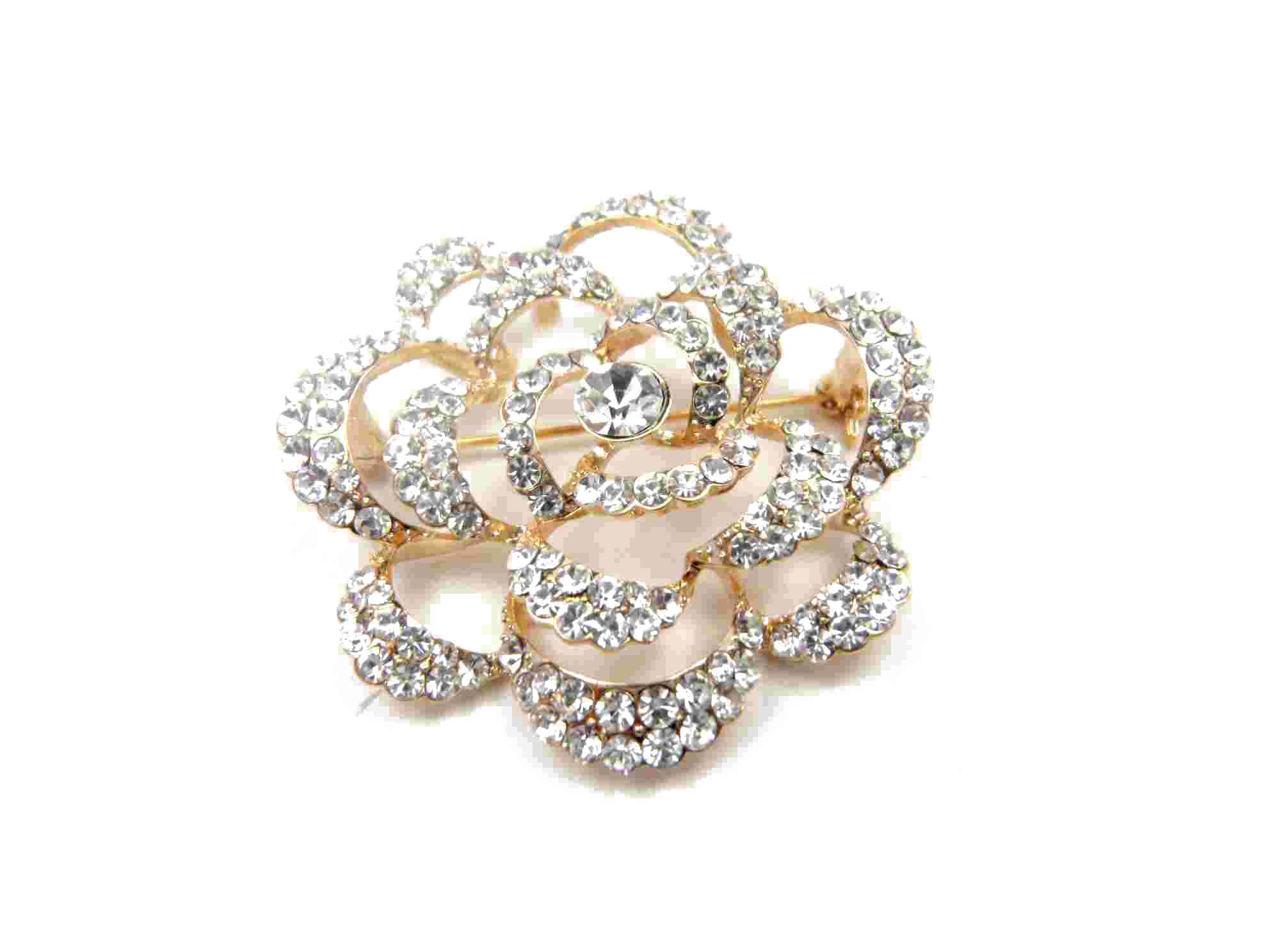Fashionable flower brooch, made of zinc alloy and glass, available in various designs 