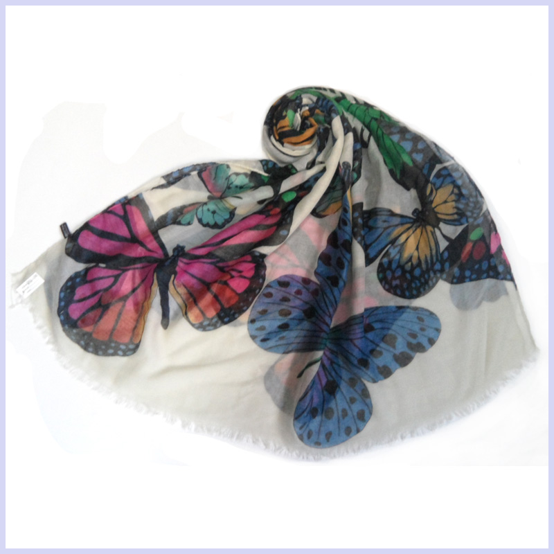 Beautiful printed butterfly scarf,suitable for women,made of 100% polyester